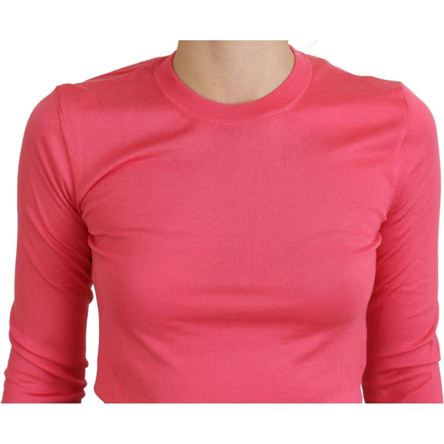 Dolce & Gabbana Elegant Pink Cropped Crewneck Sweater Dolce & Gabbana