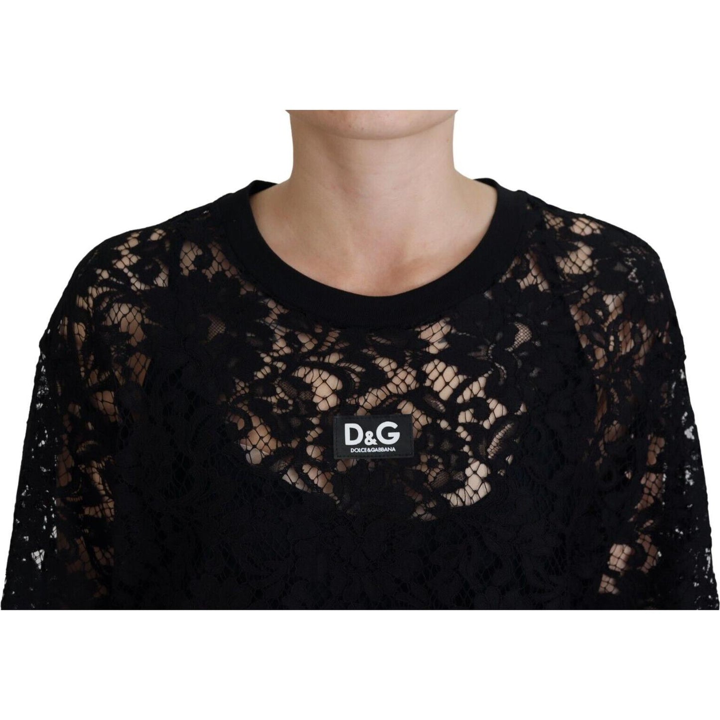 Dolce & Gabbana Elegant Black Floral Lace Shift Dress Dolce & Gabbana