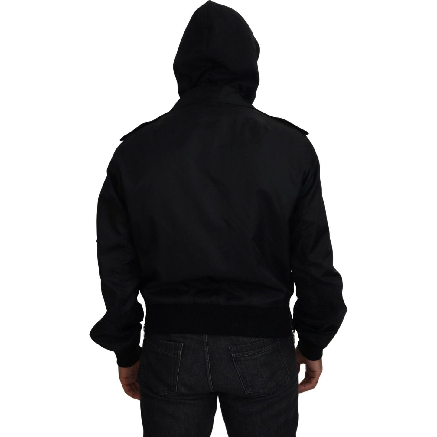 Dolce & Gabbana Sleek Black Hooded Bomber Jacket Dolce & Gabbana