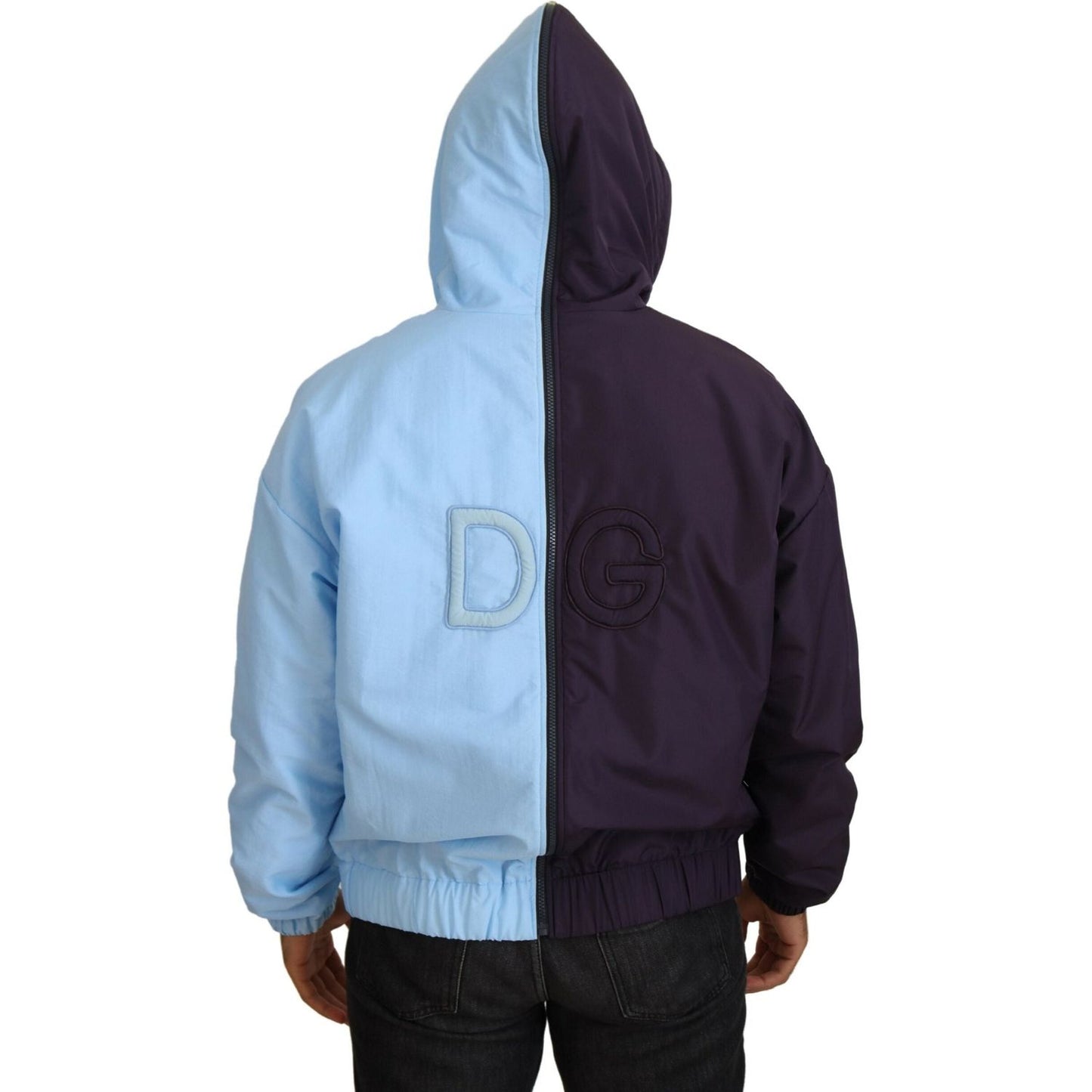 Dolce & Gabbana Elegant Hooded Blue Jacket - Full Zipper Closure Dolce & Gabbana