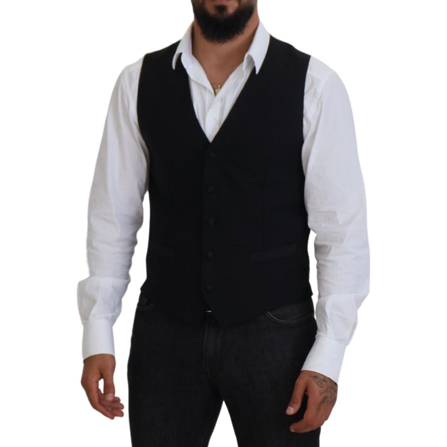 Dolce & Gabbana Elegant Black Formal Dress Vest Dolce & Gabbana