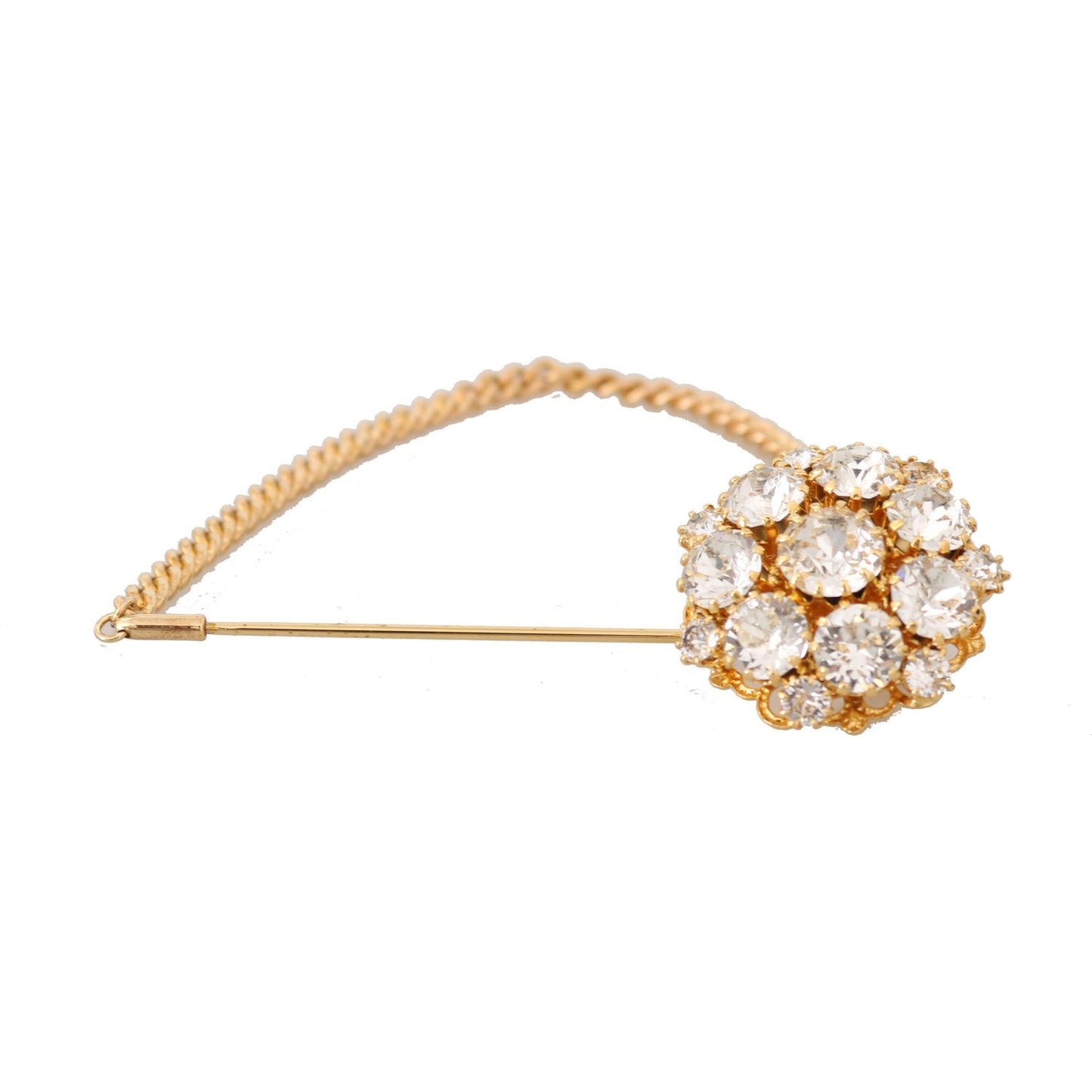 Dolce & Gabbana Exquisite Crystal-Embellished Gold Brooch Brooch Dolce & Gabbana