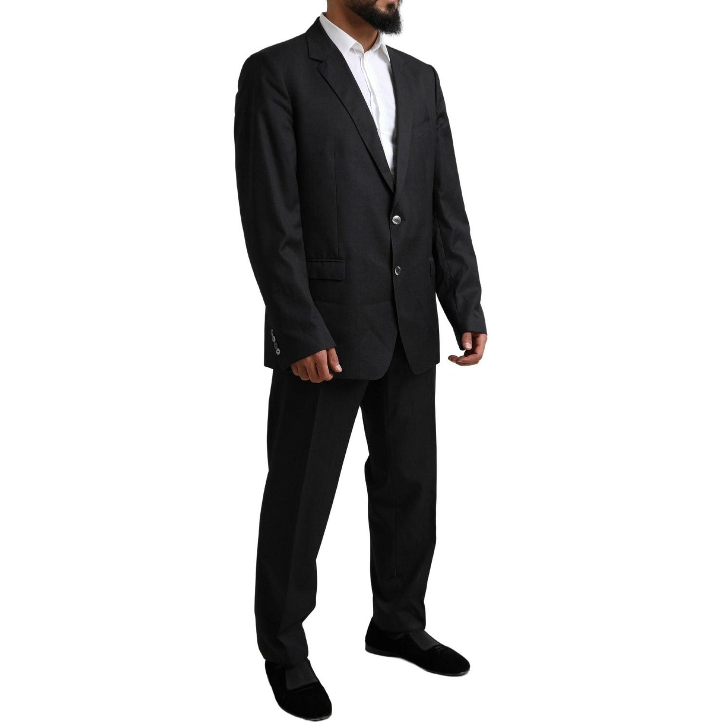 Dolce & Gabbana Elegant Black Virgin Wool Martini Suit Dolce & Gabbana