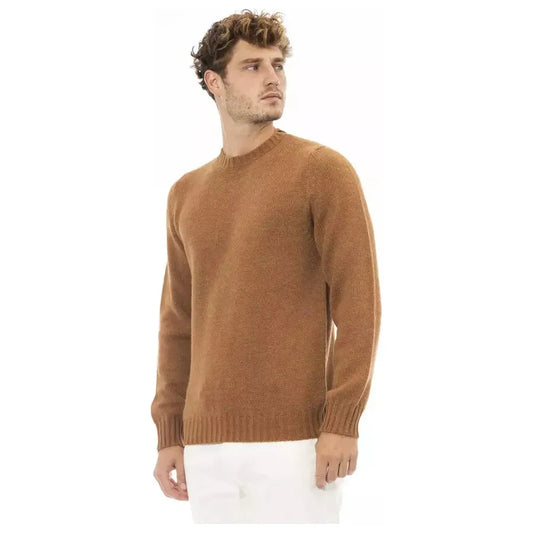 Alpha Studio Beige Alpaca Men Sweater Alpha Studio