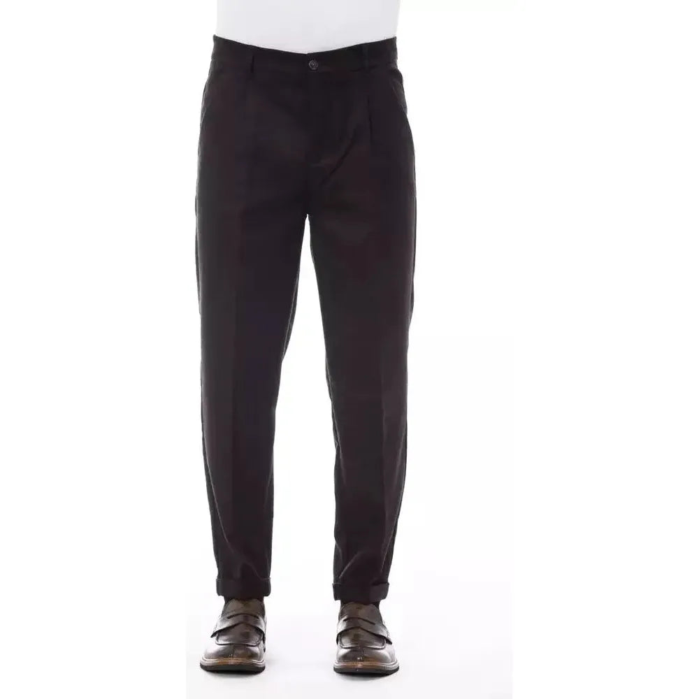 Alpha Studio Brown Wool Men Pants Alpha Studio