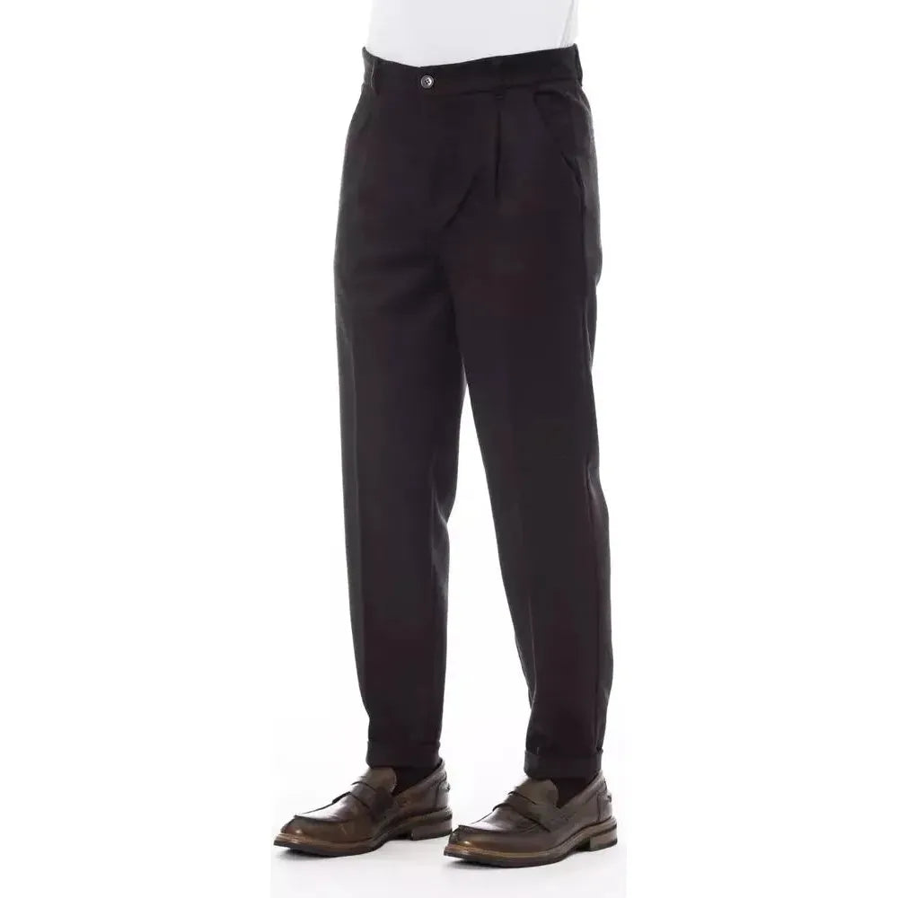 Alpha Studio Brown Wool Men Pants Alpha Studio