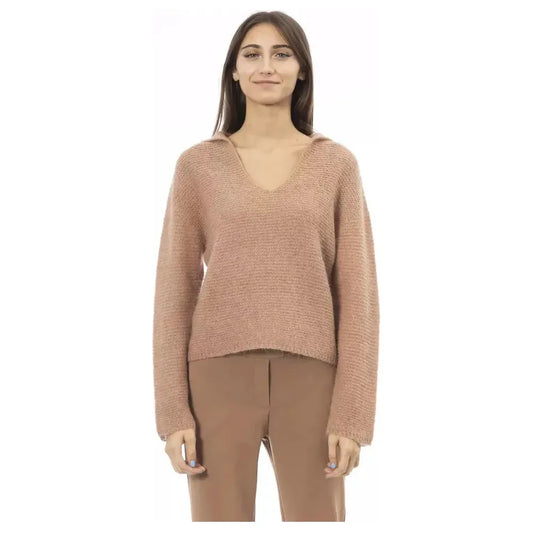 Alpha Studio Beige Merino Wool Women Sweater Alpha Studio