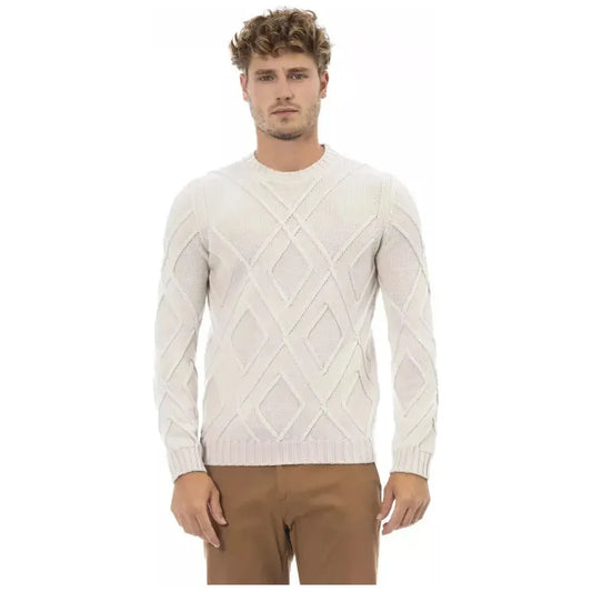 Alpha Studio Beige Merino Men Sweater Alpha Studio