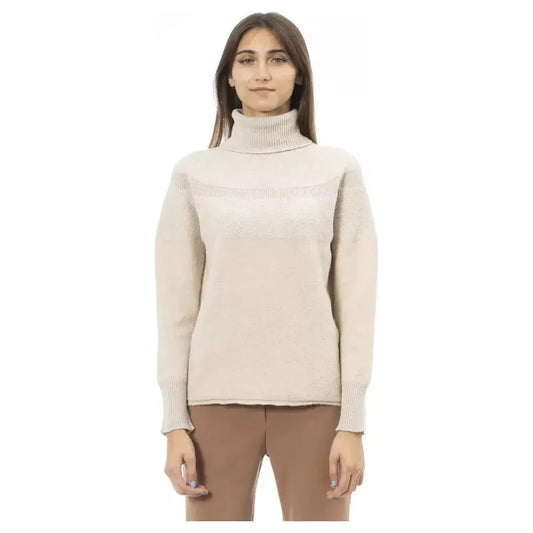 Alpha Studio Beige Alpaca Women Sweater Alpha Studio