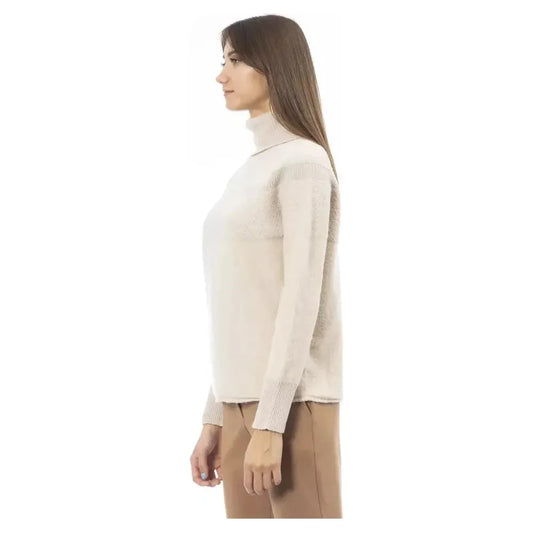 Alpha Studio Beige Alpaca Women Sweater Alpha Studio