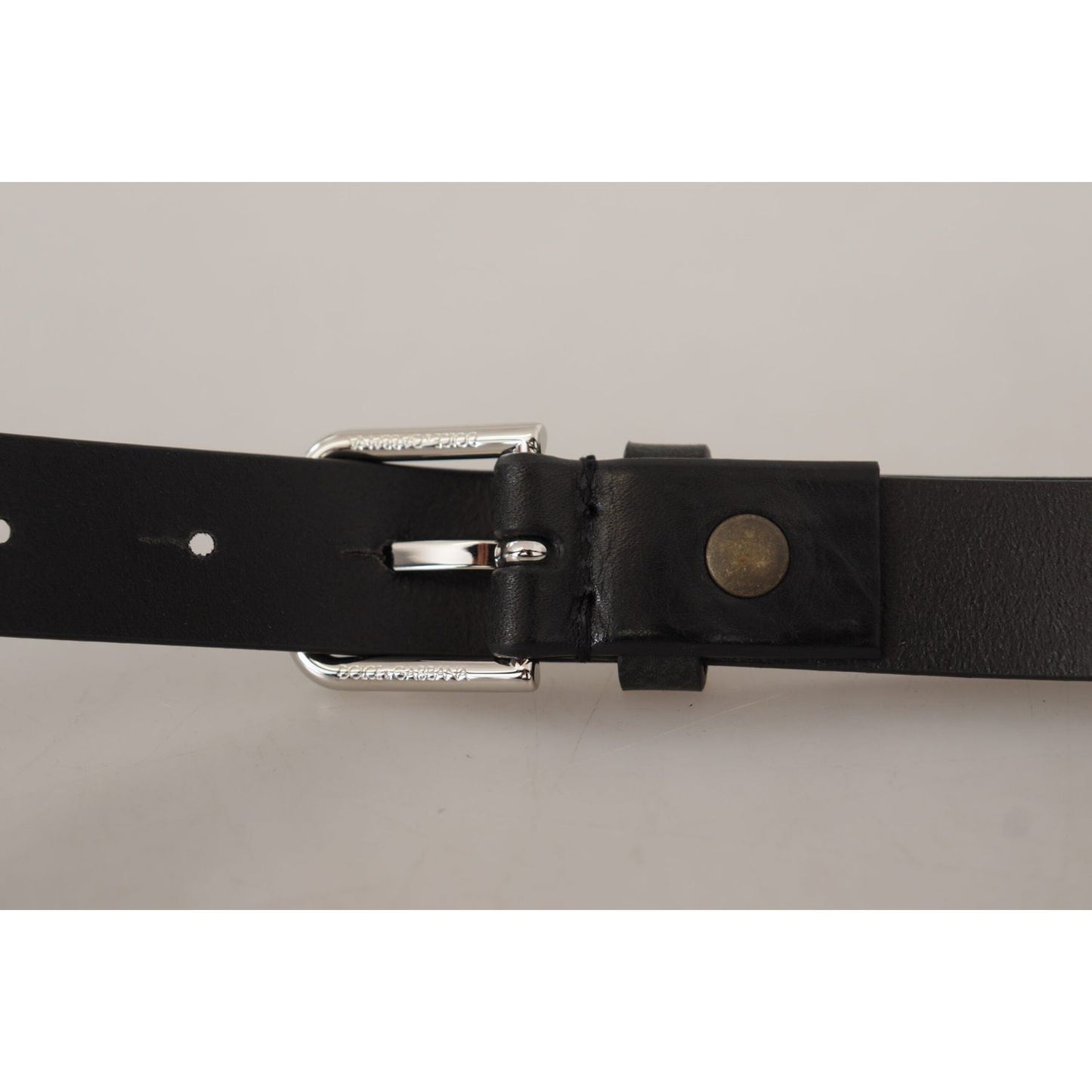 Dolce & Gabbana Elegant Black Leather Belt with Metal Buckle Dolce & Gabbana