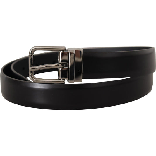 Dolce & Gabbana Elegant Black Leather Belt with Metal Buckle Dolce & Gabbana