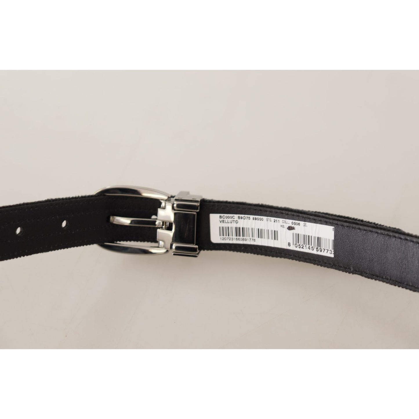 Dolce & Gabbana Elegant Velvet Designer Belt with Logo Engraved Buckle Dolce & Gabbana