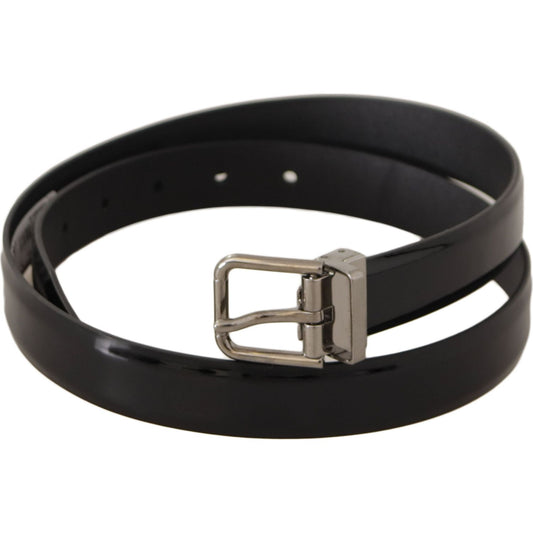 Dolce & Gabbana Elegant Black Leather Belt with Metal Buckle Dolce & Gabbana