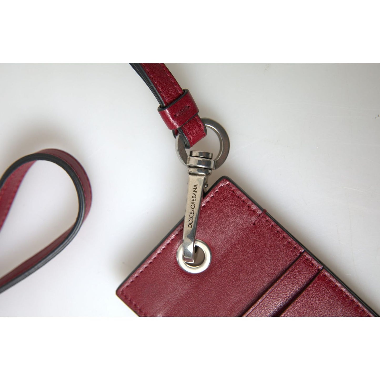 Dolce & Gabbana Red Leather Lanyard Logo Slim Card Holder Men Wallet Dolce & Gabbana