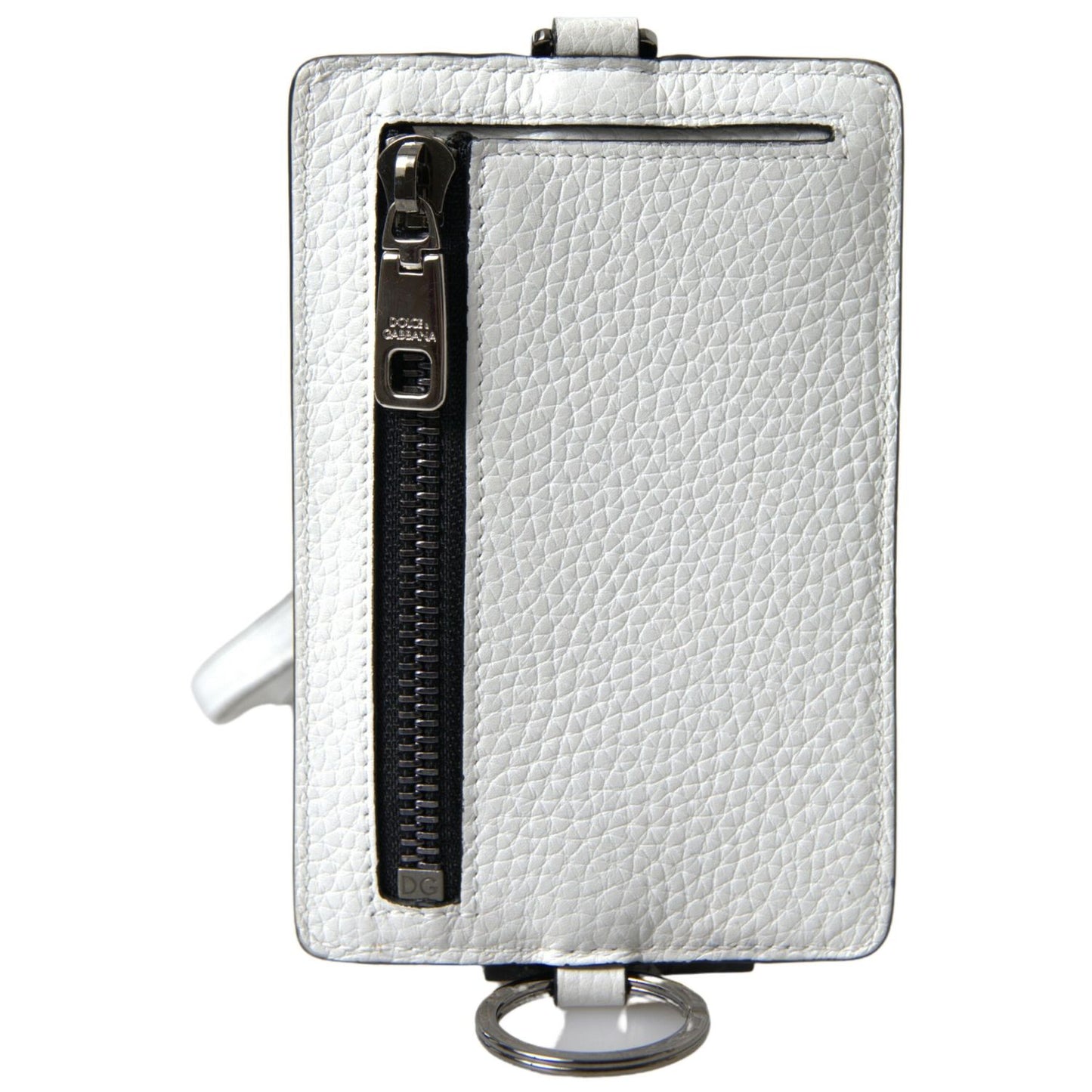Dolce & Gabbana White Leather Lanyard Logo Card Holder Men Wallet Dolce & Gabbana
