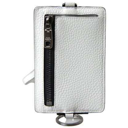 Dolce & Gabbana White Leather Lanyard Logo Card Holder Men Wallet Dolce & Gabbana