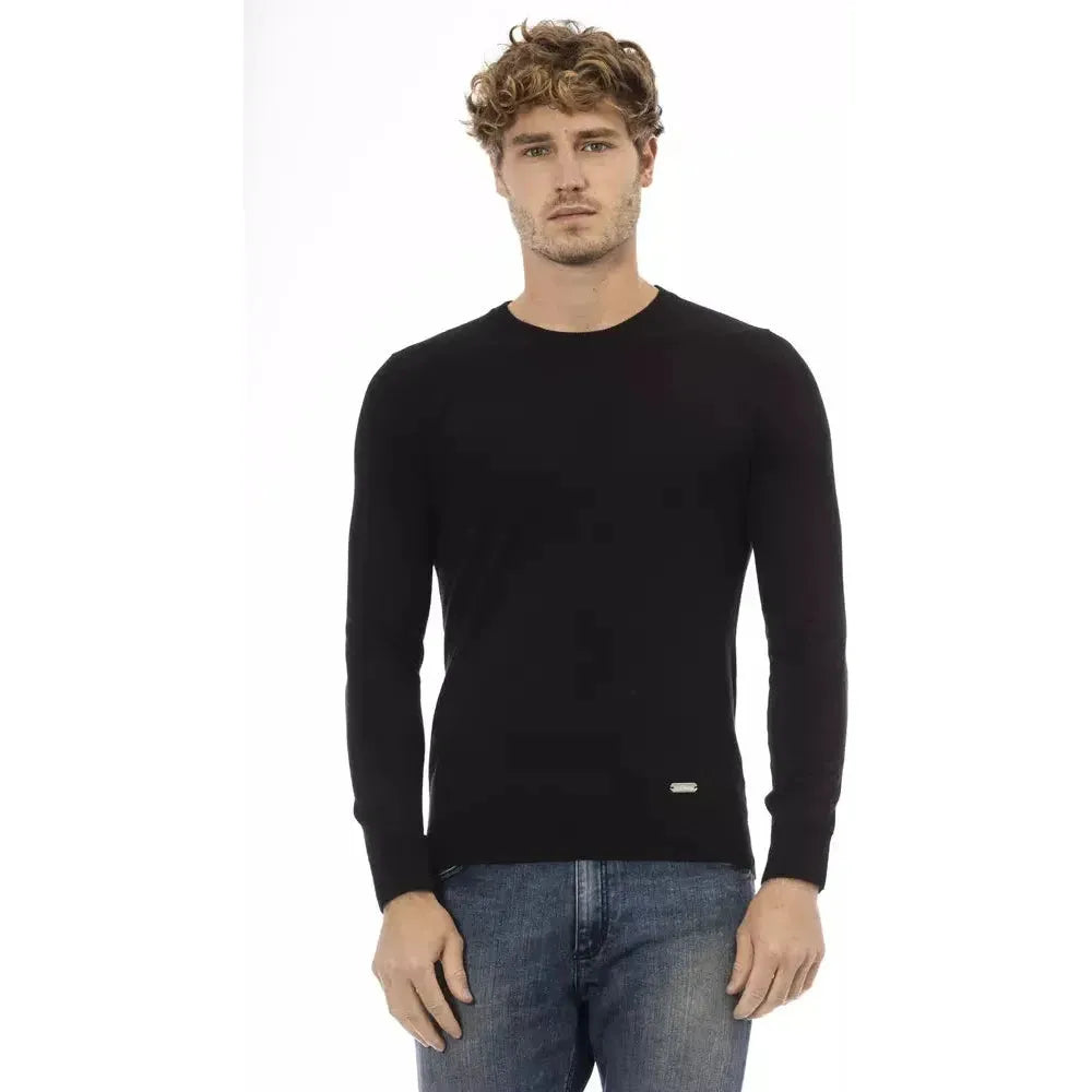 Baldinini Trend Black Wool Men Sweater Baldinini Trend