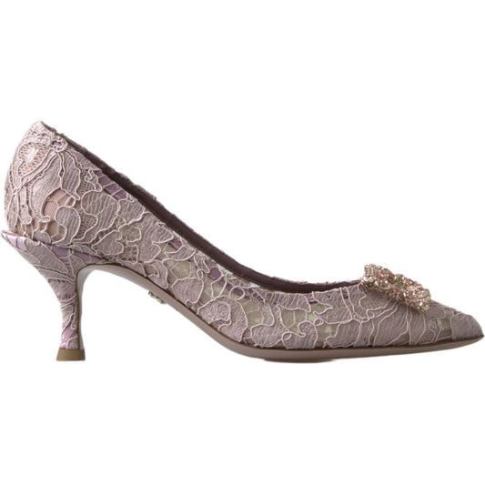 Dolce & Gabbana Elegant Pink Crystal Embellished Heels Dolce & Gabbana