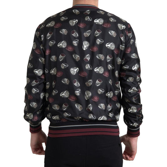 Dolce & Gabbana Elegant Silk Crewneck Pullover - Black Multicolor Dolce & Gabbana