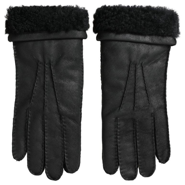 Dolce & Gabbana Elegant Black Leather Winter Gloves Dolce & Gabbana