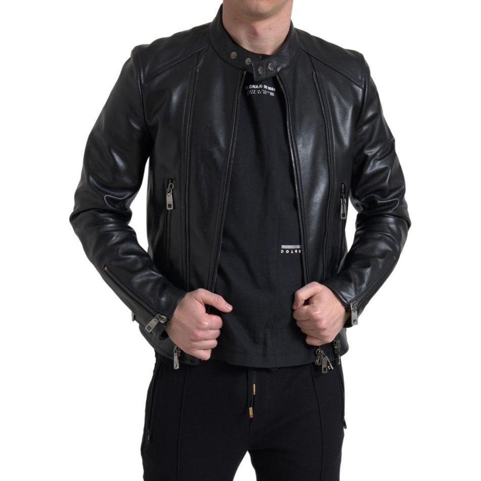 Dolce & Gabbana Sleek Black Leather Biker Jacket Dolce & Gabbana