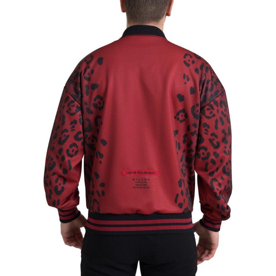 Dolce & Gabbana Red Leopard Print Bomber Jacket Dolce & Gabbana