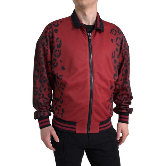 Dolce & Gabbana Red Leopard Print Bomber Jacket Dolce & Gabbana