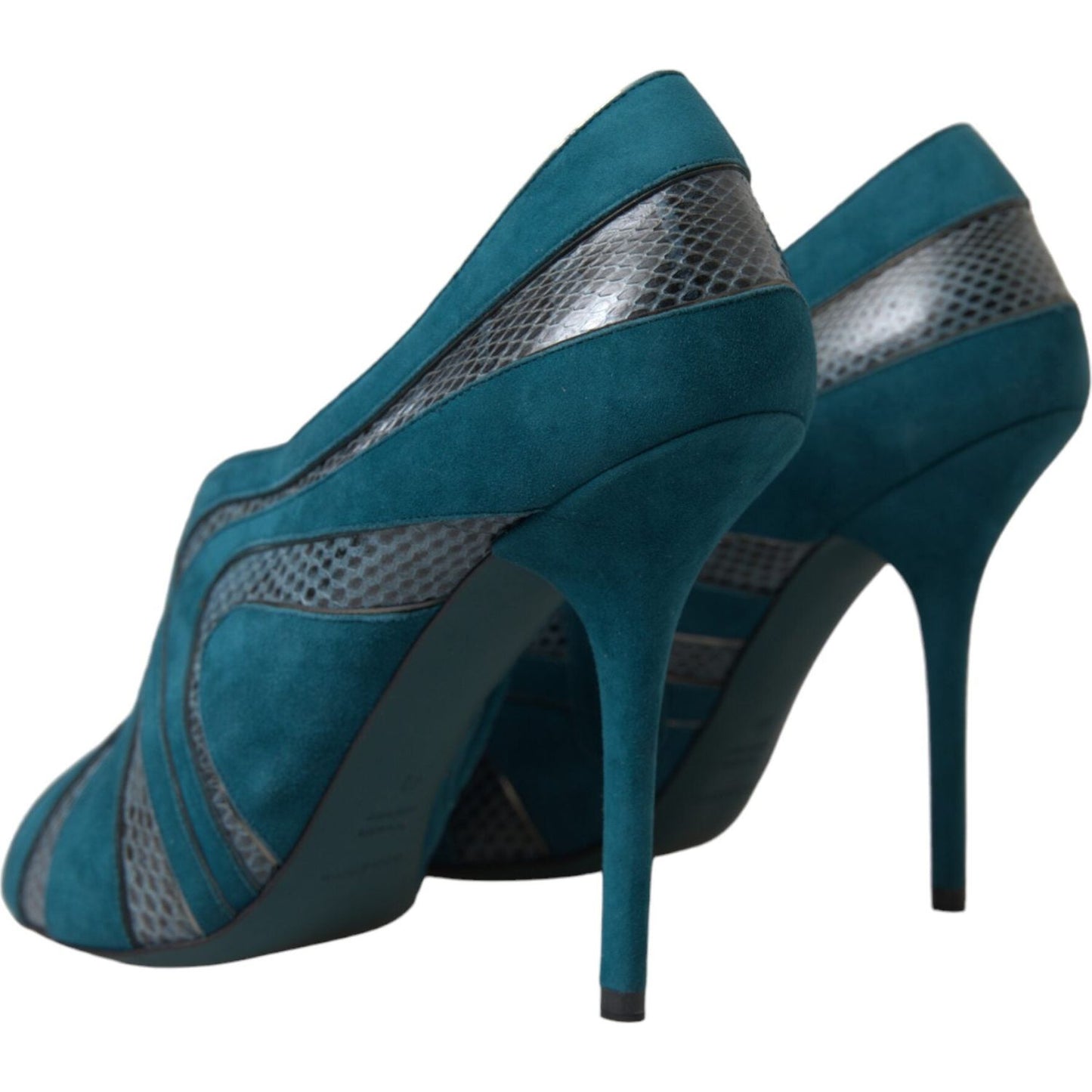 Dolce & Gabbana Teal Suede Peep Toe Heels Pumps Dolce & Gabbana