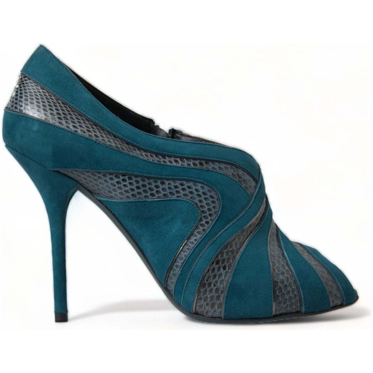 Dolce & Gabbana Teal Suede Peep Toe Heels Pumps Dolce & Gabbana