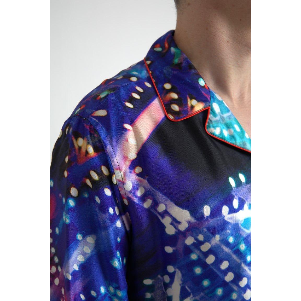 Dolce & Gabbana Psychedelic Print Silk Pajama Shirt Dolce & Gabbana