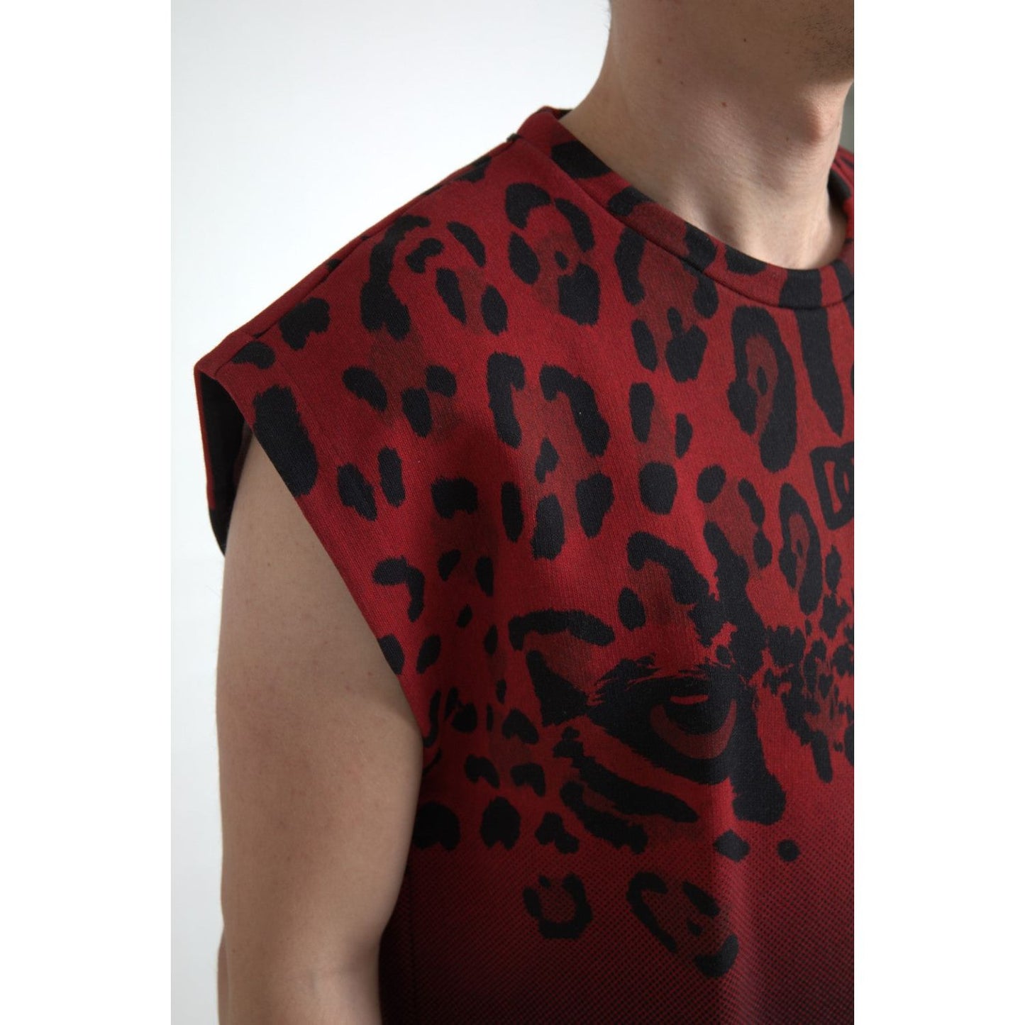 Dolce & Gabbana Red Leopard Print Cotton Tank Top Dolce & Gabbana