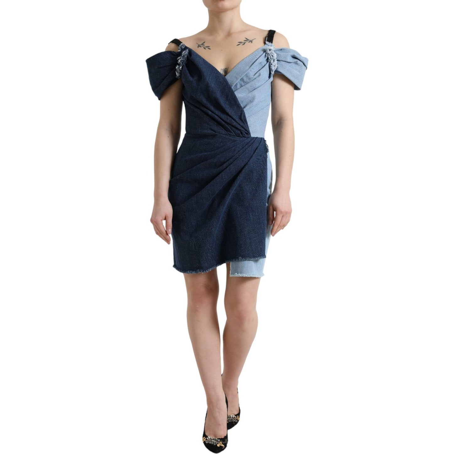 Dolce & Gabbana Elegant Two-Tone Blue Sheath Dress Dolce & Gabbana