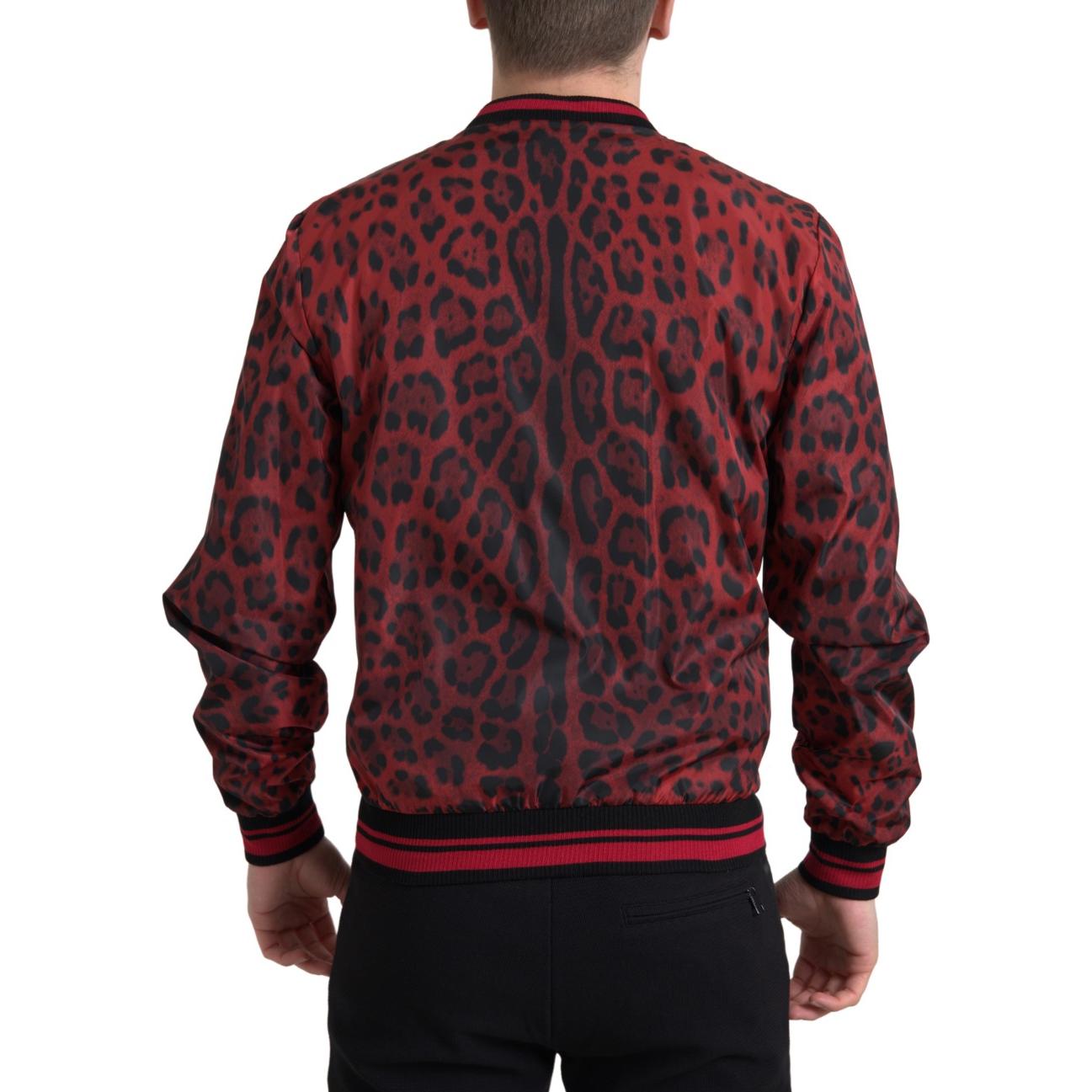 Dolce & Gabbana Red Leopard Print Bomber Jacket Dolce & Gabbana