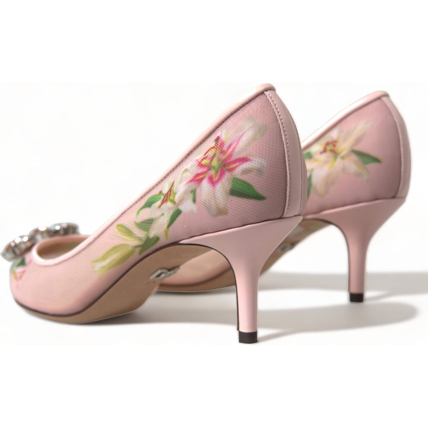 Dolce & Gabbana Elegant Pink Floral Crystal Pumps Dolce & Gabbana