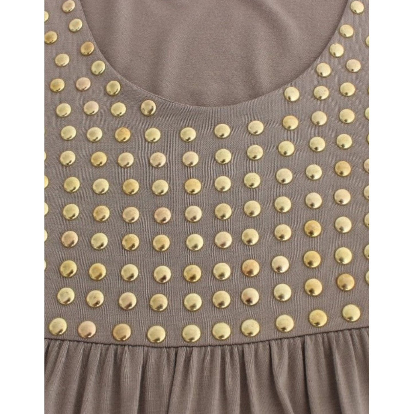 Roccobarocco Studded Sheath Knee-Length Dress in Beige Roccobarocco