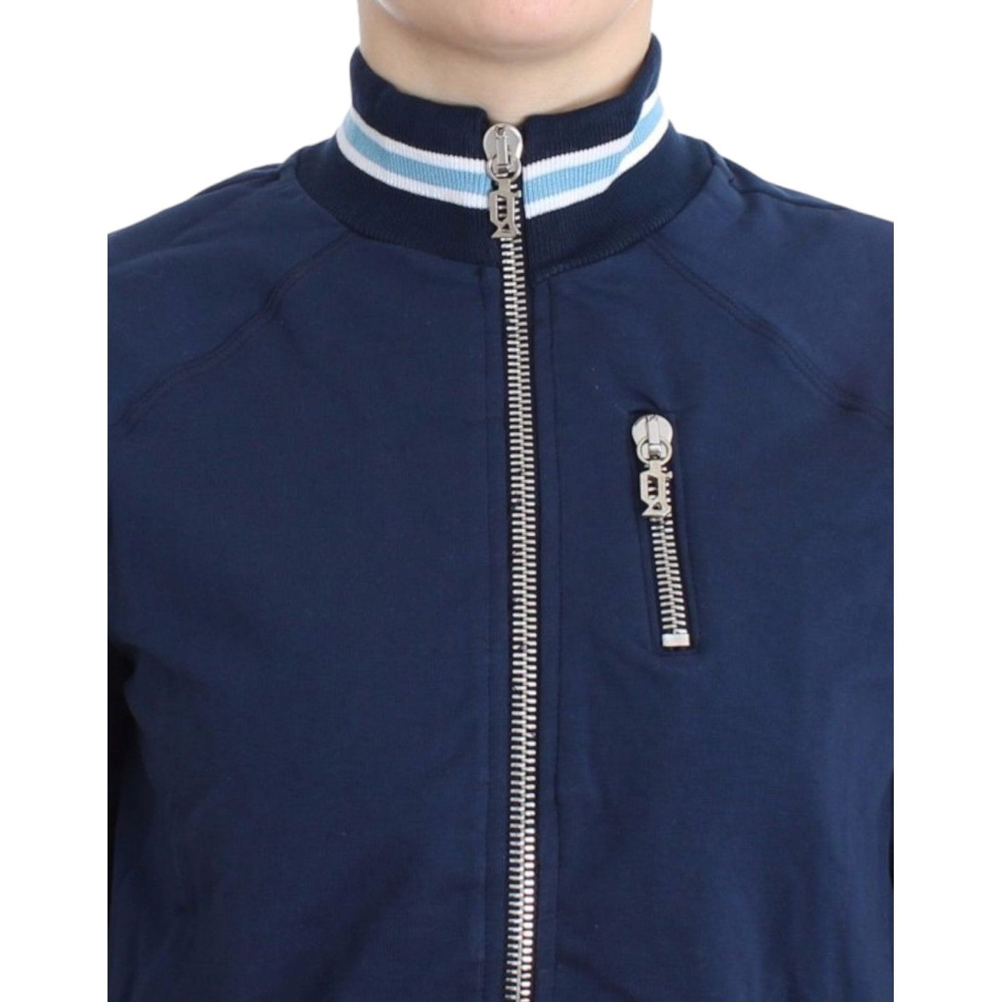 John Galliano Chic Blue Zip Cardigan with Logo Detail John Galliano