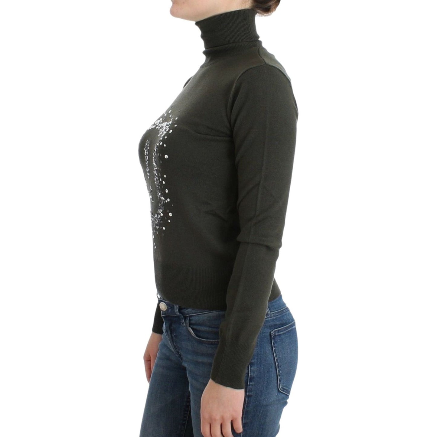 John Galliano Green wool turtleneck sweater John Galliano