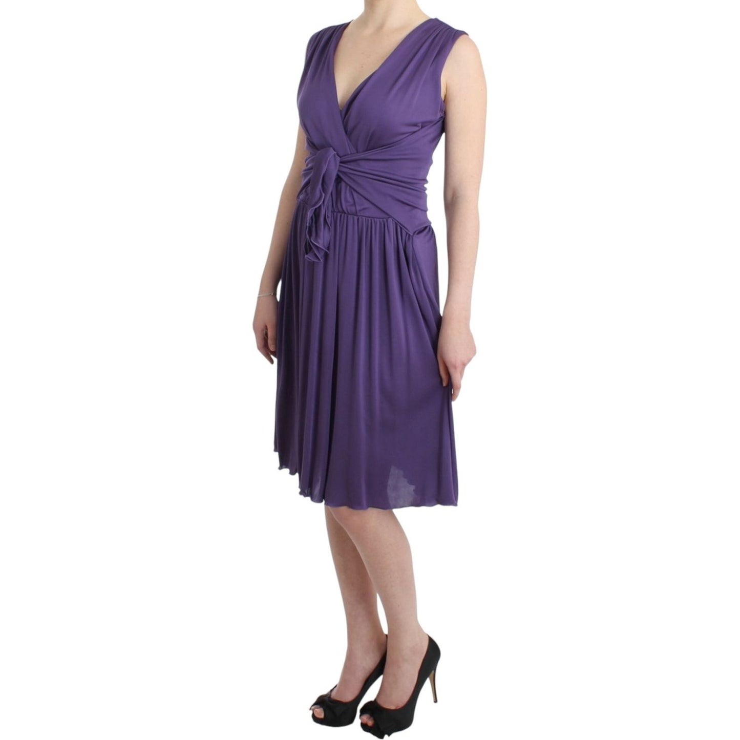 John Galliano Elegant Purple Knee-Length Jersey Dress John Galliano