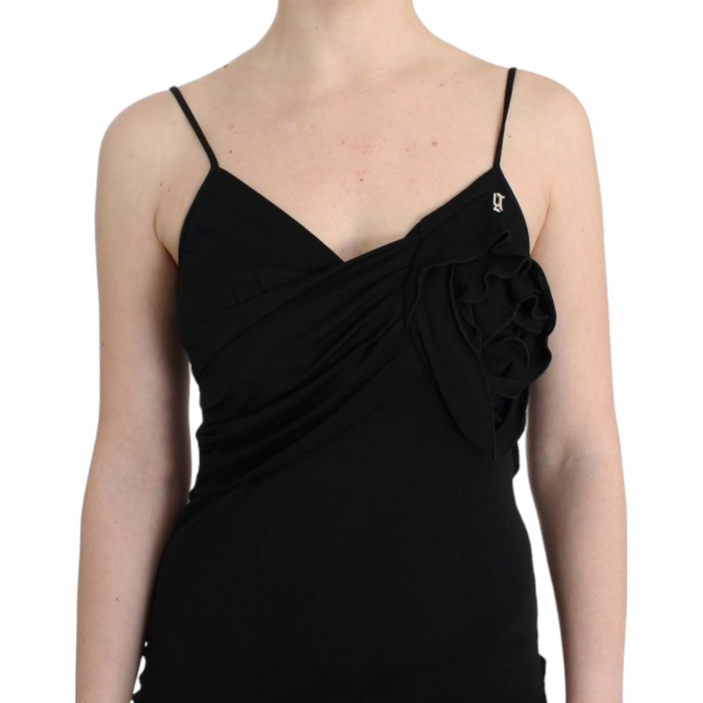 John Galliano Elegant Black Jersey Knee-Length Dress Dresses John Galliano