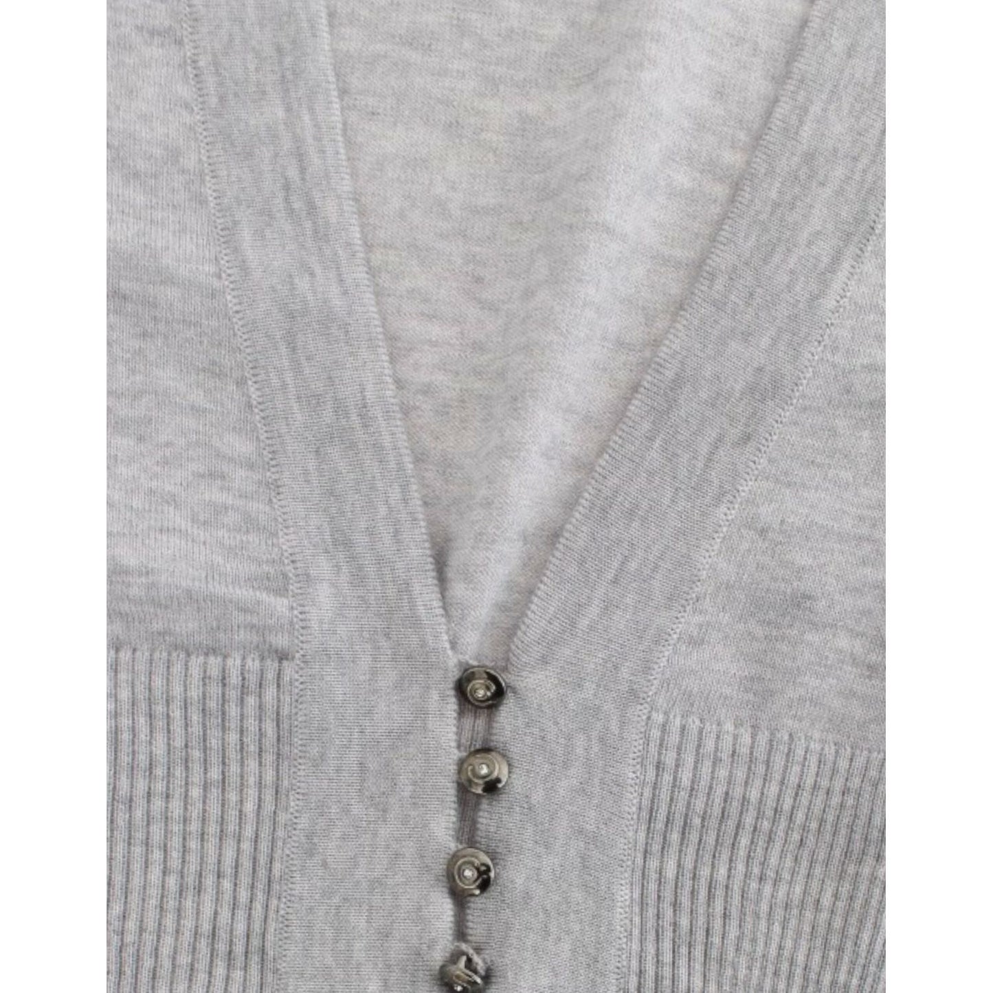 Cavalli Cropped Virgin Wool Cardigan in Chic Gray Cavalli