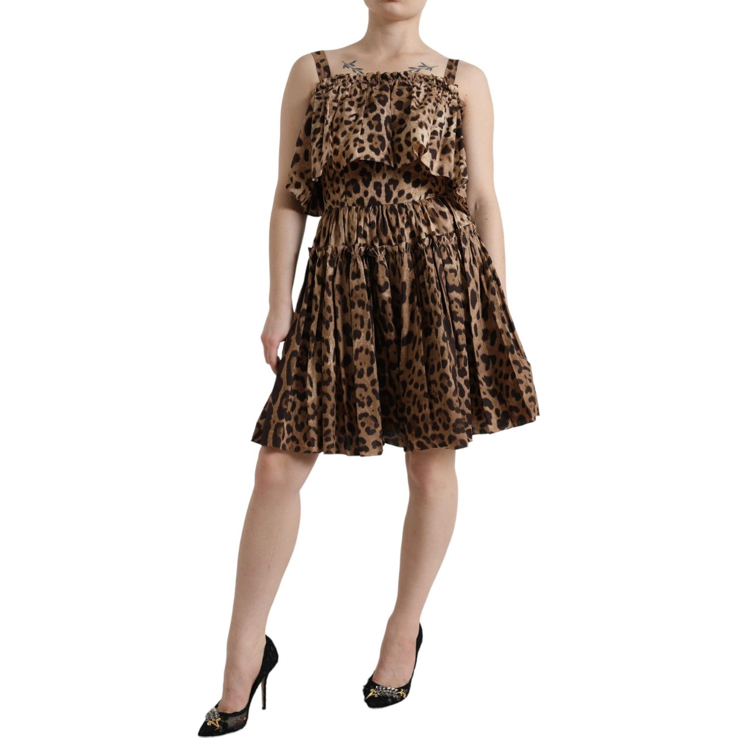 Dolce & Gabbana Leopard Print A-Line Cotton Dress Dolce & Gabbana