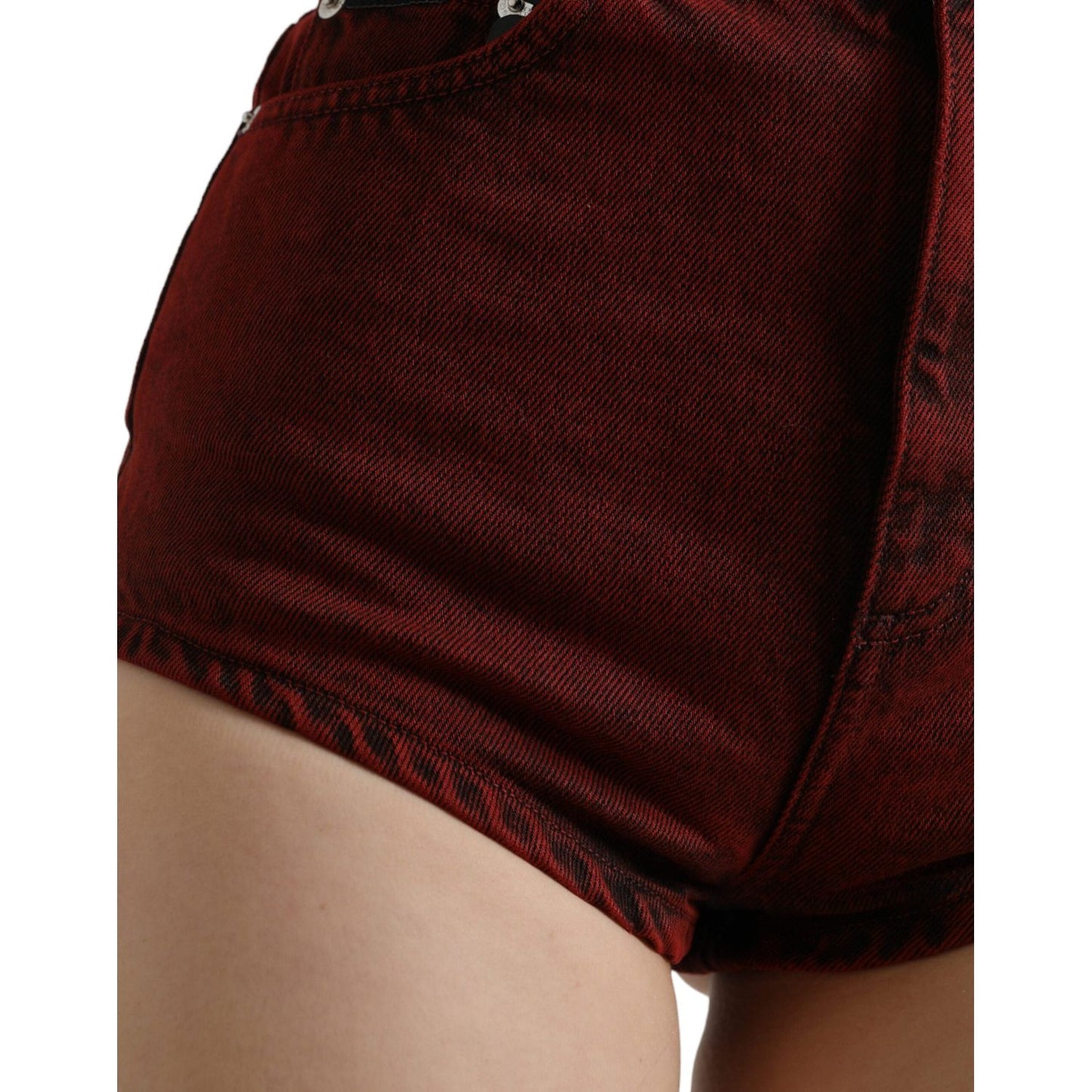 Dolce & Gabbana High Waist Red Denim Hot Pants Shorts Dolce & Gabbana