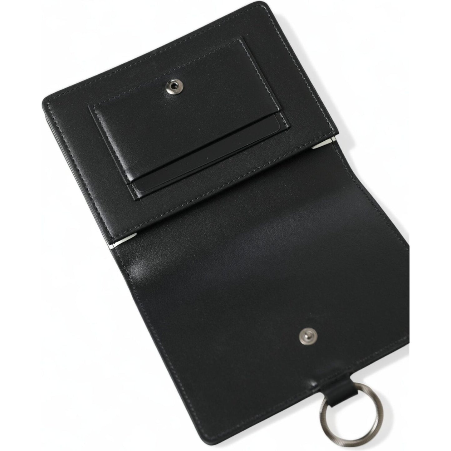 Dolce & Gabbana Elegant Black Leather Crystal Card Holder Wallet Dolce & Gabbana