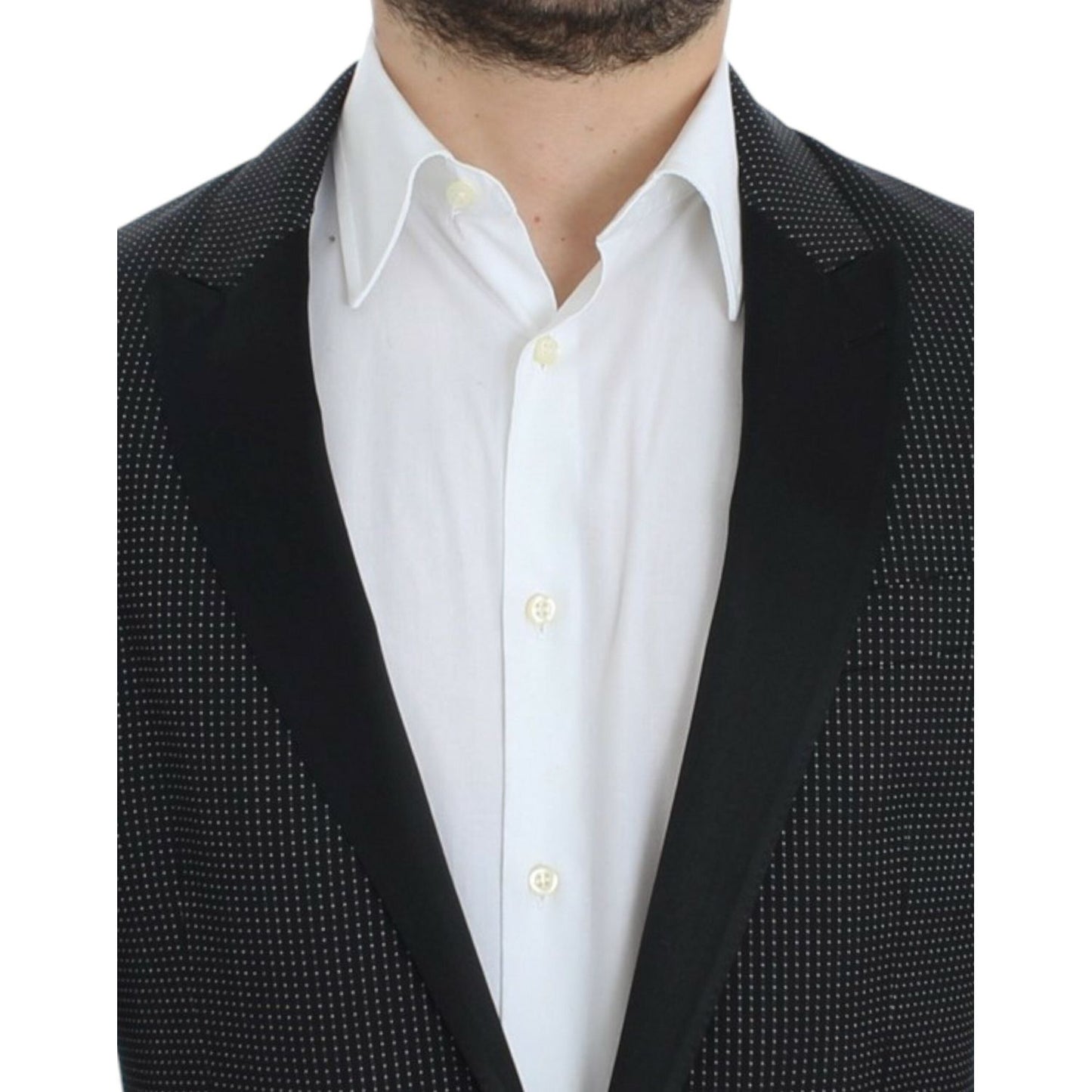 Dolce & Gabbana Elegant Black Polka Dotted Slim Fit Blazer Dolce & Gabbana