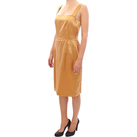 Dolce & Gabbana Elegant Bronze Silk Knee-Length Sheath Dress Dolce & Gabbana