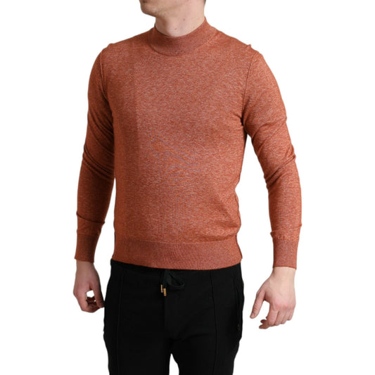 Dolce & Gabbana Silk-Cashmere Orange Crew Neck Sweater Dolce & Gabbana