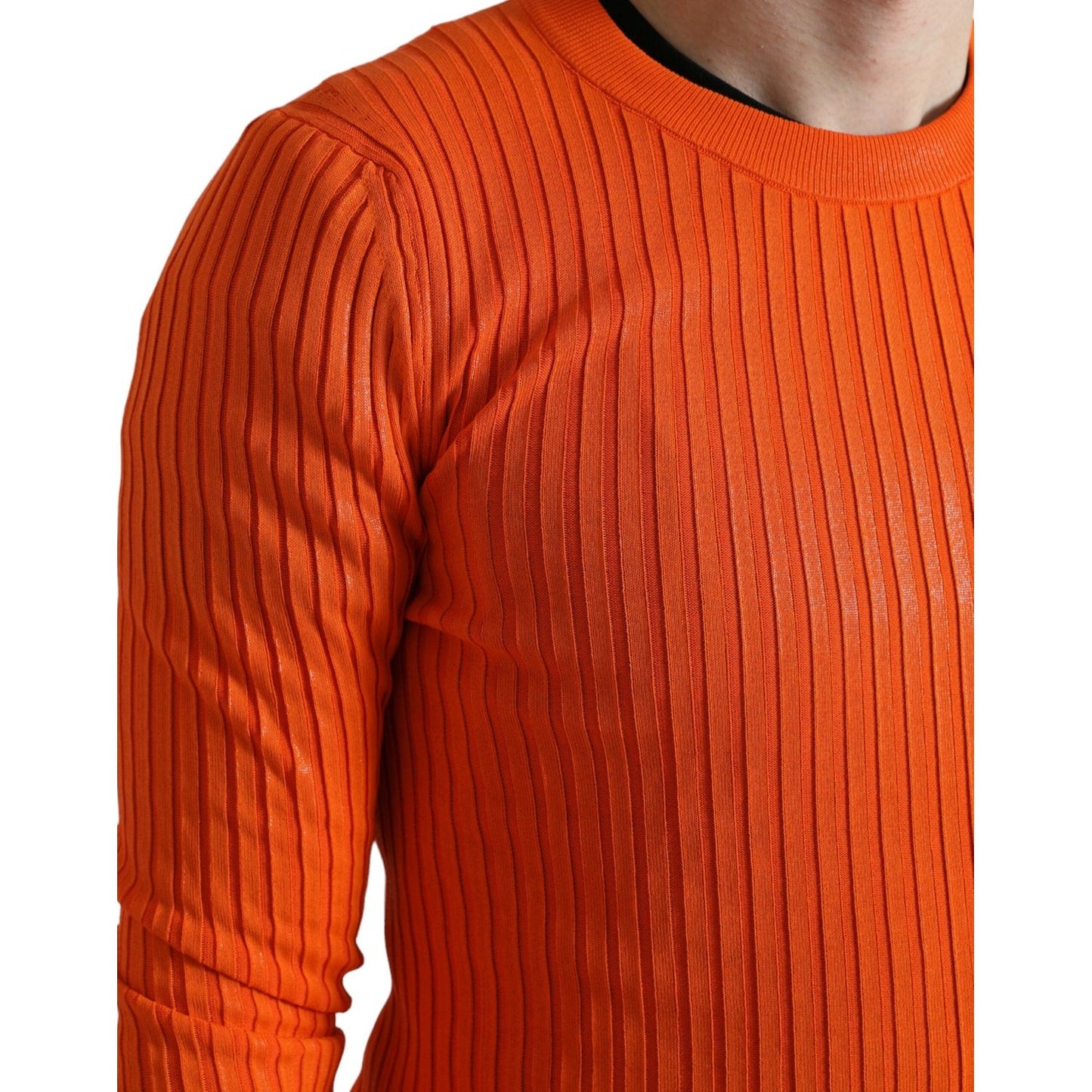 Dolce & Gabbana Sleek Sunset Orange Knitted Pullover Sweater Dolce & Gabbana