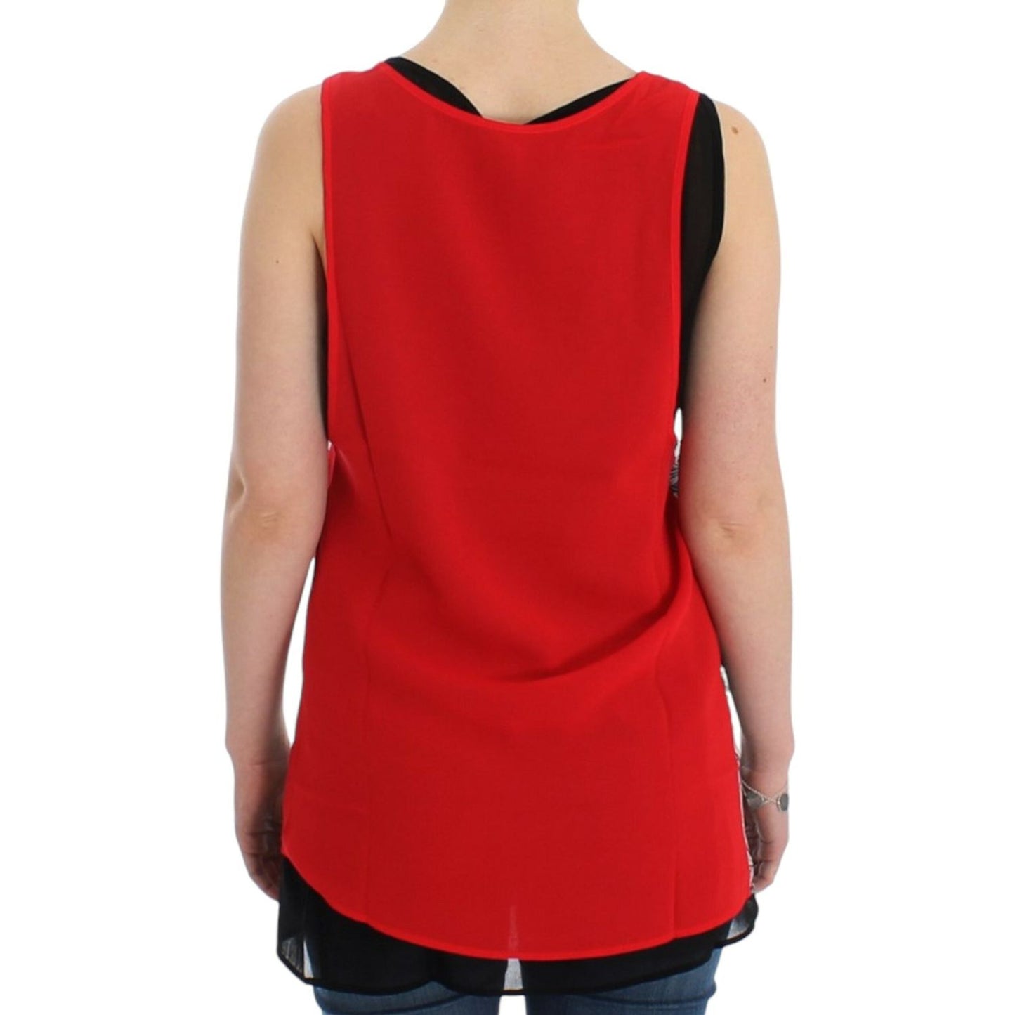 Costume National Elegant Sleeveless Black & Red Top Costume National