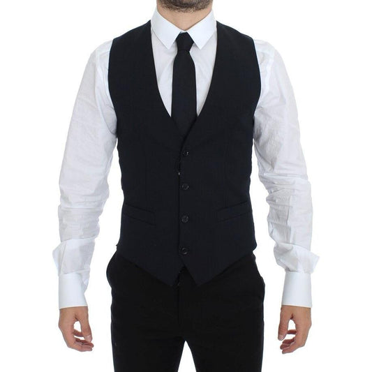 Dolce & Gabbana Elegant Blue Wool Dress Vest Dolce & Gabbana